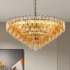 Modern Round Chandelier, 37" Extra Large Black Chandeliers for Dining Room, 14-Light with Tiered Smoke Glass Tubes Ceiling Light, Pendant Lighting Fi