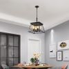 (Same as W1340111204/L1010) 16" Black Gold Industrial 4-Light Pendant Chandelier, Modern Metal Cage Design, Adjustable Hanging Light for Dining Room,