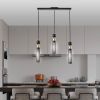 25" Modern Black and Gold 3-Light Pendant Chandelier, Adjustable Hanging Lights with Cylindrical Mesh Shades, E26 Base, Ideal for Dining Room, Kitche