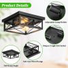 2-Light Industrial Square Flush Mount Ceiling Light, Farmhouse Ceiling Light Fixture for Kitchen, Modern Black Close to Ceiling Light for Hallway Bed