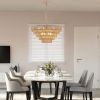 (Same as W1340P155977/L1019-5) 24" Modern 5-Layer Woven Hemp Rope Chandelier, Boho Style Pendant Light, Elegant Hanging Light Fixture for Living Room