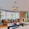 (Same as W1340120171/L5017) 17" Chrome Crystal Pendant Chandelier, Modern Hanging Light Fixture with Adjustable Height, 4-Light E26 Base for Living R