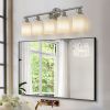 31" Modern 5-Light Vanity Wall Sconce, Brushed Nickel Finish with Frosted Glass Shades for Bathroom or Hallway Lighting (No Bulbs)