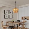 Boho Hemp Rope Pendant Light, Handcrafted Farmhouse Hanging Light Fixture for Kitchen Island, Dining Room, or Bedroom, Natural Finish, Adjustable Hei