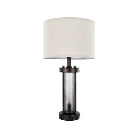 VEVOR Table Lamps Set of 2, Dimmable Farmhouse Bedside Nightstand Lamps, Vintage Lamp with LED Bulb and Linen Shades, Bedside Lamp with USB C+A Ports