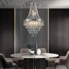 20" Chrome Crystal Chandelier with Adjustable Height, Modern Ceiling Light Fixture for Living Room, Dining Room, Staircase, 11-Light E12 Bulb Base (N