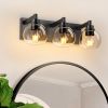 Bathroom Vanity Light,Modern 3-Light Bathroom Lighting Fixtures Over Mirror with Clear Glass Shade and Metal Base,Matte Black Bathroom Lighting