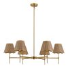 Boho Rattan Chandelier 6-Lights Rustic Industrial Pendant Light Large Adjustable Pendant Lighting Fixtures for Kitchen Island Dining Living Room