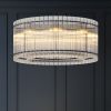 37" Modern Black Round Chandelier,2-Tier 8-Light Water Ripple Crystal Glass Chandeliers,for Dining Room,Living Room,Bedroom,High Ceiling,Foyer Entryw