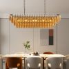 54" Black Rectangular Chandeliers for Dining Room, 12-Light 4 Tiered Large Smoke Glass Chandelier, Modern Kitchen Island Farmhouse Hanging Light Fixt