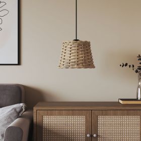 Ceiling Lamp Shade Brown Wicker, Iron Medium Decorative Inlays
