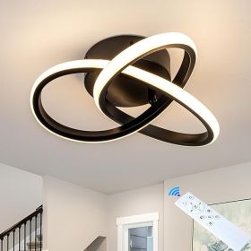 Modern Ceiling Light, 24W LED Dimmable Ceiling Light with Remote Control, 3000-6000K Color Temperature Adjustable, Balck Small Chandelier for Bedroom