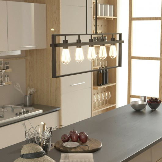5-Lights Pendant Lamp with Iron Square Lamp Shade