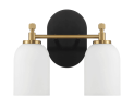 Vortex Two Lights Vanity in Traditional Style for Over Bathroom Mirror Wall Sconce 12.25"W × 10.125"H × 5.5"E With White Frosted Glass