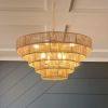 (Same as W1340P155977/L1019-5) 24" Modern 5-Layer Woven Hemp Rope Chandelier, Boho Style Pendant Light, Elegant Hanging Light Fixture for Living Room