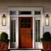 20"(H) Set of 2 Modern Outdoor Wall Lanterns with Black Metal Frame and Clear Glass, Weatherproof Wall Sconces for Porch, Garage, or Entryway Lightin