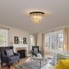 20" Luxury Crystal Flush Mount Ceiling Light with Black Finish – Elegant 6-Light Chandelier for Living Room, Dining Room, or Bedroom (Bulb Not Includ