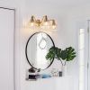 24 Inch 3-Light Vintage Bathroom Wall Sconce – Elegant Golden Metal and Glass Lampshade Vanity Light Fixture for Bathroom, Hallway, or Bedroom (Bulb