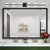 43" Black Minimalist LED Bathroom Vanity Light with Crystal Sand Acrylic Shades,6-Light Wall Mounted Decorative Lighting Fixture, Suitable for Bathro
