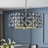 19" Geometric Crystal and BlackGold Round Pendant Chandelier – Modern 5-Light Fixture for Dining Room, Living Room, or Kitchen (Bulb Not Included)