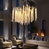 24-inch Modern Golden Pendant Light with Cascading Crystal Strands, Ideal for Living Room, Dining Room and Foyer, High-End Decorative Lighting Fixtur