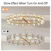 Modern 36" Gold Round Chandelier Light Fixture, K9 Crystal Chandeliers for Dining Room, Living Room, Dining Room Chandeliers Over Table, Chandelier f