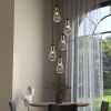 5 Light Cluster Pendant Lights, Black High Ceiling Chandeliers Adjustable, Living Room Pendant Light, Foyer Chandeliers, Stairwell Pendant Lighting,