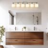 38" Bathroom Vanity Light, 6-Light Nickel Vanity Lights for Bathroom, Wall Sconce Lighting with Milky White Glass Shade, Wall Lights,Bath Vintage Wal