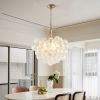 20-Inch Gold Pendant Light Chandelier with Threaded Clear Glass Globe Shade – Adjustable Height, Ideal for Living Room, Dining Room, Kitchen (No Bulb