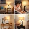 Set of 2 Touch Control Table Lamp with 2 USB Ports, 3-Way Dimmable Modern Nightstand Lamp Sets Bedside Touch Desk Lamp with Fabric Cream Shade for Be