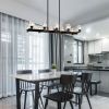 Chandelier for Dining Room, 10-Light Black Farmhouse Linear Pendant Light Fixture, Modern Crystal Hanging Lighting Chandelier for Kitchen Island, Bar