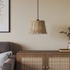 Ceiling Lamp Shade Brown Wicker, Iron Medium Decorative Inlays
