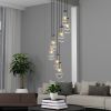 7 Light Dining Room Pendant Light, Large Chandelier Adjustable Hanging Line, Black Living Room Pendant Light, Foyer Chandelier, Stairwell Pendant Lig