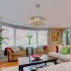 17" Modern Crystal Drum Pendant Chandelier with Chrome Finish – Elegant Lighting Fixture for Living Room, Bedroom, or Dining Area (Bulb Not Included)
