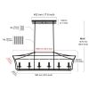 6-Light Kitchen Island Lighting Linear Chandelier Farmhouse Large Black Pendant Lighting for Dining Room Over Table, Vintage Candle-Like Geometric Li