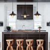 Farmhouse Vintage Pendant Light Black Fixture Pendant Lights with Spring Frame Adjustable Metal Hanging Lamp for Kitchen Island Dining Room Bedroom L