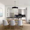 18-inch Modern Crystal Chandelier with Black Imitation Velvet Anti-Glare Shade, Adjustable Height, 8-Light G9 Base for Dining Room, Living Room, or B