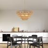 (Same as W1340P155977/L1019-5) 24" Modern 5-Layer Woven Hemp Rope Chandelier, Boho Style Pendant Light, Elegant Hanging Light Fixture for Living Room