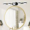 (NEW SKU:W1340P206793) 35" Modern Minimalist Bathroom Vanity Light, LED 5 Bulb Crystal Sand Acrylic Shades, Wall Mounted Decorative Lighting Fixture,