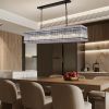 Modern Rectangular Crystal Glass Chandelier, 10-Lights Black Chandelier Lighting Contemporary Pendant Ceiling Light Fixture for Dining Room Living Ro
