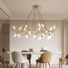 41" Golden Modern Chandelier Light Fixture, Branch Design with Frosted Tubes, Black Cords, Adjustable Height Pendant Light for Dining Room, Living Ro