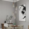 5 Light Cluster Pendant Light, Brass High Ceiling Chandeliers Adjustable, Living Room Pendant Light, Foyer Chandeliers, Stairwell Pendant Lights,E12