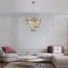 20" Modern Crystal Chandelier with Gold Finish – Elegant 7-Light Pendant Light with 3 Tier Crystal Strands for Dining Room, Living Room, or Bedroom (
