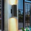 2-Pack Outdoor Wall Sconce, Modern Up and Down Weatherproof Wall Light, Black Aluminum Exterior Wall Mount Light Fixture, Ideal for Porch, Patio, Gar