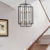 (Same as W1340142524/L1018-G) 18" Modern 8-Light Black Gold Geometric Pendant Chandelier, Industrial Metal Frame, Adjustable Hanging Light for Living