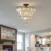 (Same as W1340110374/L5011) 20" Black Crystal Chandelier Ceiling Light, Modern Luxury 10-Light Flush Mount Light Fixture, Elegant Home Lighting for L