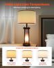 VEVOR Table Lamps Set of 2, Dimmable Farmhouse Bedside Nightstand Lamps, Vintage Lamp with LED Bulb and Linen Shades, Bedside Lamp with USB C+A Ports