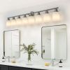 52" Modern 8-Light Vanity Wall Sconce, Brushed Nickel Finish with Frosted Glass Shades for Bathroom or Hallway Lighting (No Bulbs)