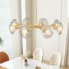 36" Modern Gold 8-Light Sputnik Chandelier with Clear Glass Shades, Mid-Century Hanging Pendant Light Fixture for Dining Room, Living Room, or Kitche
