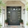 20"(H) Set of 2 Modern Outdoor Wall Lanterns with Black Metal Frame and Clear Glass, Weatherproof Wall Sconces for Porch, Garage, or Entryway Lightin